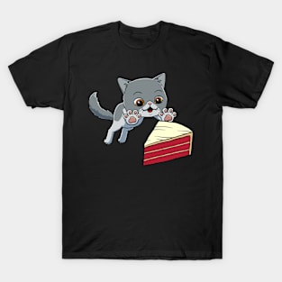 Exotic Shorthair Cat excited to eat Red Velvet Cake T-Shirt